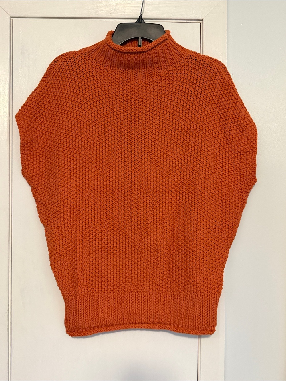 She + Sky Orange Chunky Knit Mock Neck Sweater